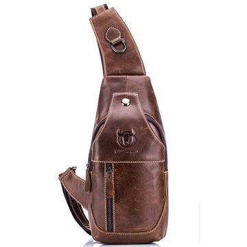 Men Genuine Leather Bags Shoulder Sling Crossbody Travel Hiking Bag