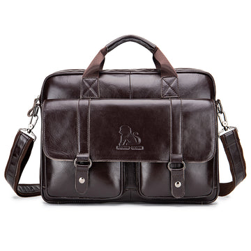 Men's Genuine Leather Briefcase Business Leather File iPad Messenger Bag