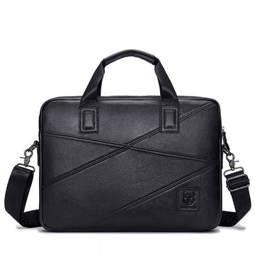 Men's Briefcase Bag Genuine Leather 14 inch Shoulder Laptop Crossbody Bag
