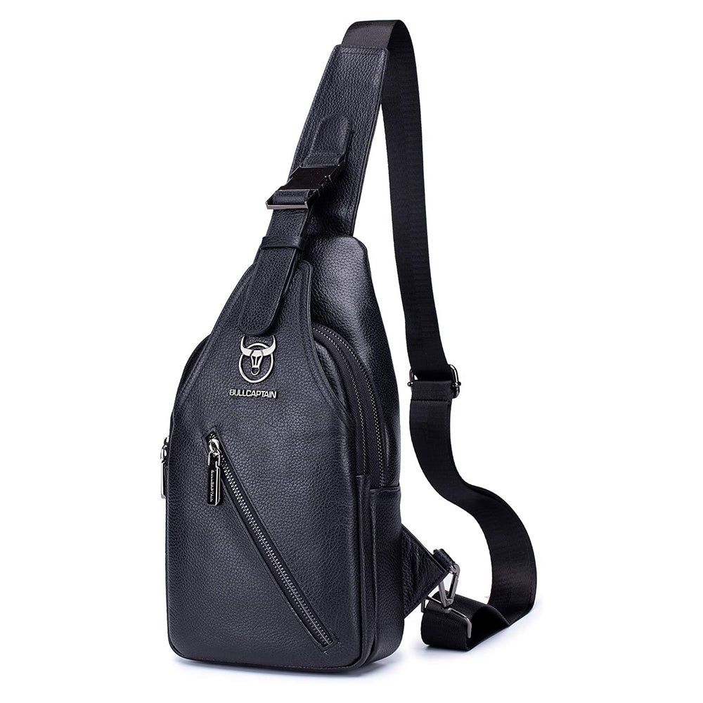 Men's Genuine Leather Sling Bag Casual Travel Chest Bag Backpack