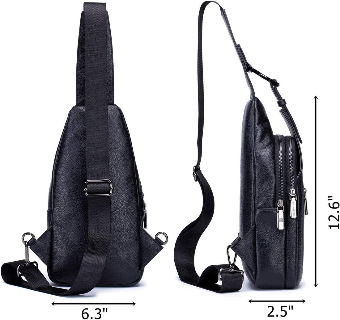 Men's Genuine Leather Sling Bag Casual Travel Chest Bag Backpack