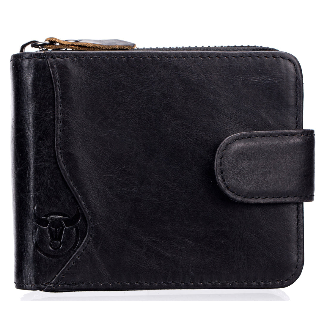 Men's Zip Leather Wallet 14 Credit Card Holder with 4 ID Windows