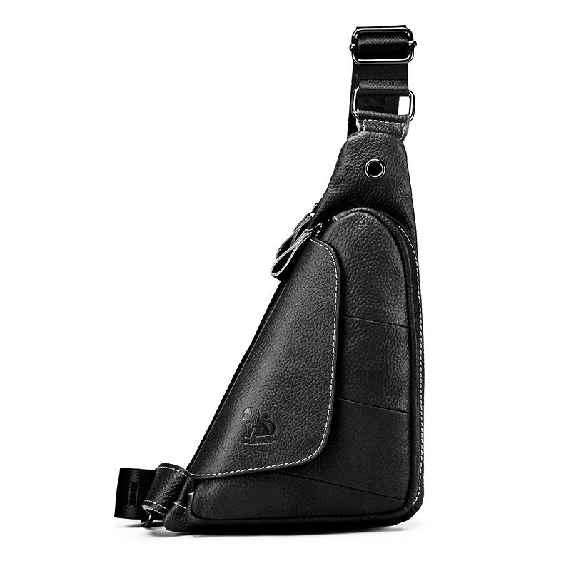 Leather Sling Bag for Men Women Casual Crossbody Small Chest Bag