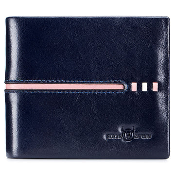 Men Genuine Leather RFID Blocking Bifold Wallet With 2 ID Windows
