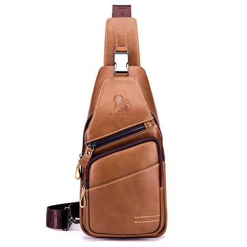Men Leather Sling Bag Crossbody Bag Shoulder Chest Multifunctional Bag