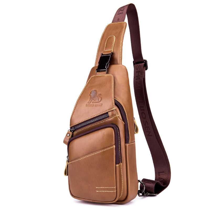 Men Leather Sling Bag Crossbody Bag Shoulder Chest Multifunctional Bag