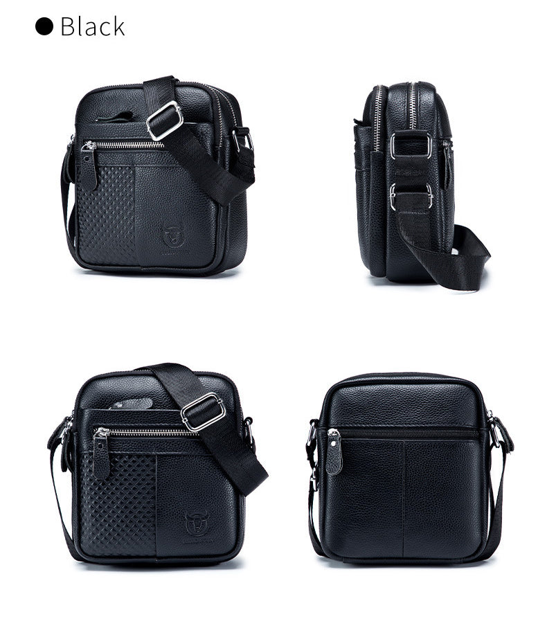 Men Leather Small Shoulder Bag Fashion Design Messenger Work Bag