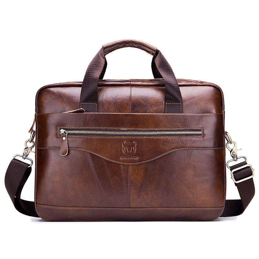 Men's 14 Inch Laptop Leather Briefcase Bag Office College Messenger Ba