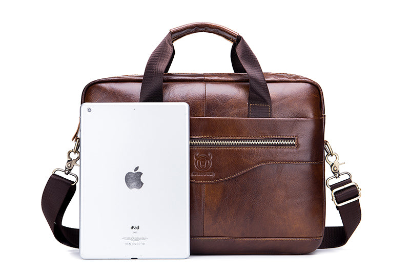 Men's 14 Inch Laptop Leather Briefcase Bag Office College Messenger Bag