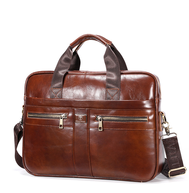 Men's 15 Inch Leather Laptop Messenger Bags Best Business Travel Briefcases