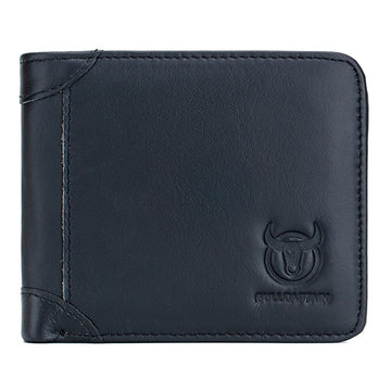 Men's Cowhide Leather Trifold RFID Wallet Slim with 2 ID Windows