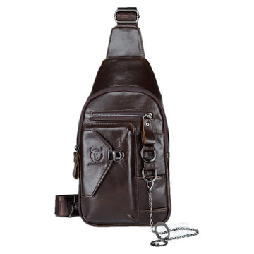 Men's Genuine Leather Sling Bag Crossbody Chest Shoulder Backpack Daypack