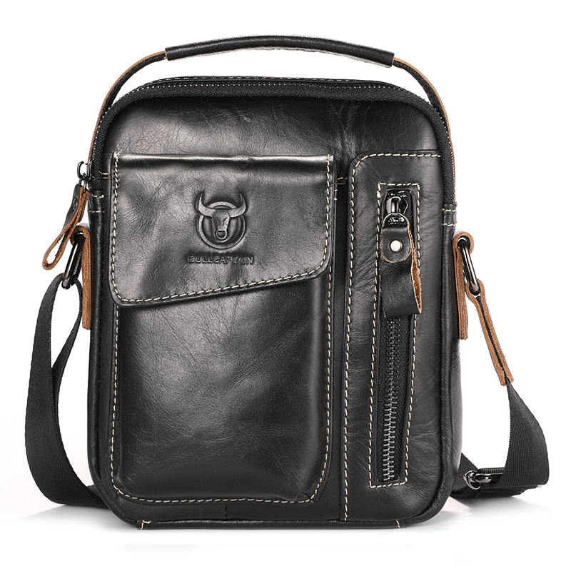 Men's Genuine Leather Sling Bag Small Shoulder Crossbody Messenger Handbag