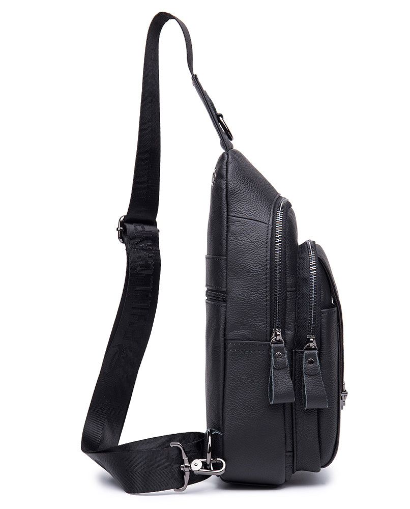 Men's Genuine Leather Sling Crossbody Bag Backpack Chest Bag Daypack