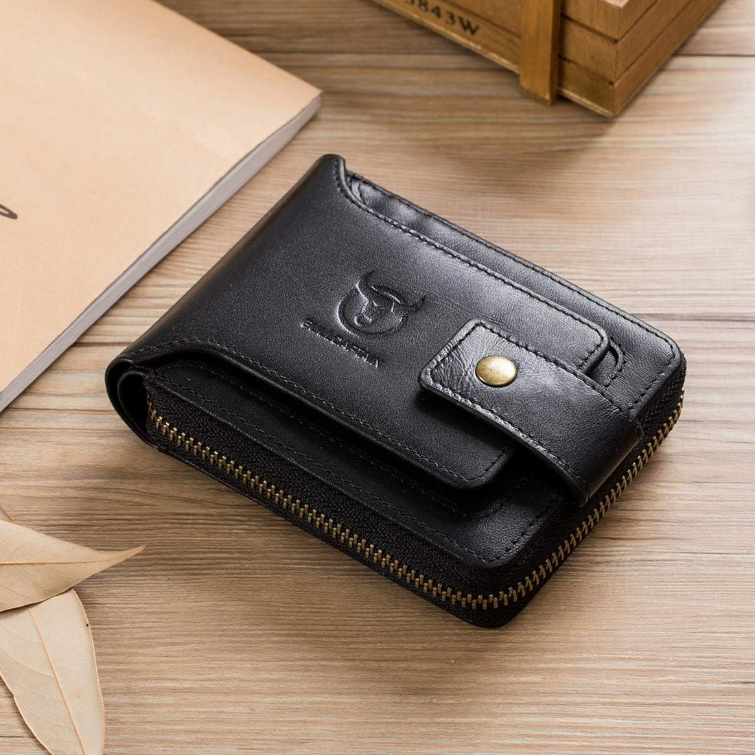 Men's Genuine Leather Wallet Large Capacity ID Window Card Case