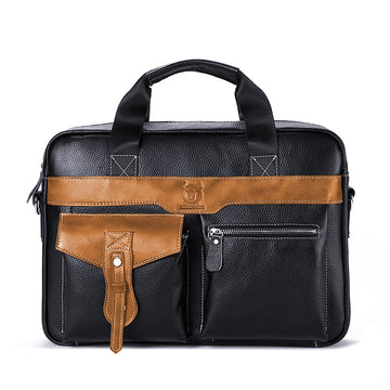 Men's Leather Business Bag Shoulder Conference Computer Messenger Bag
