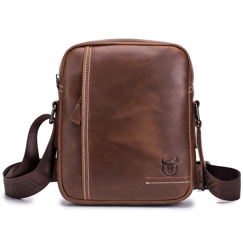 Men's Leather Messenger Bag Work Business Casual Small Shoulder Bag