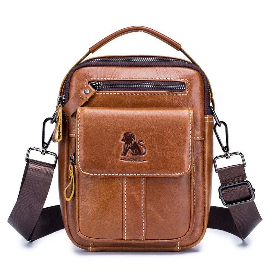 Men's Leather Purse Small Messenger Bag Zipper Crossbody Shoulder Bag