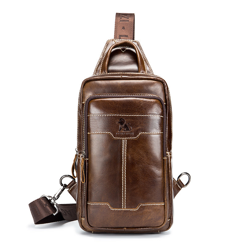 Men's Genuine Leather Sling Bag Chest Crossbody Shoulder Hiking Bags