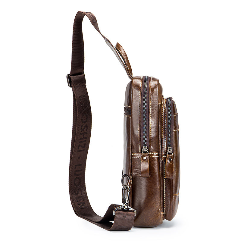 Men's Genuine Leather Sling Bag Chest Crossbody Shoulder Hiking Bags