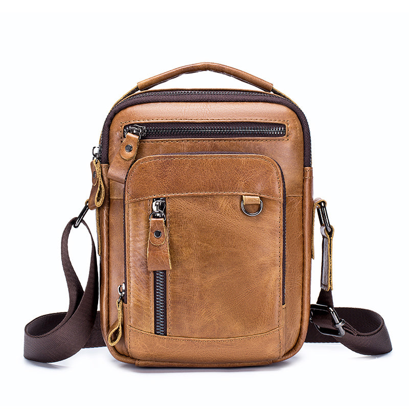 Men's Shoulder Bag Leather Shoulder Vintage Casual Leather Business Bag