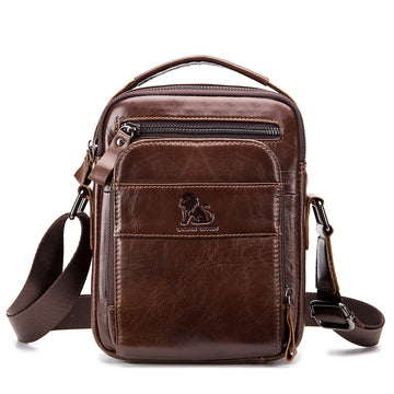 Men's Small Leather Shoulder Bag Messenger Crossbody Pack Sling Bag