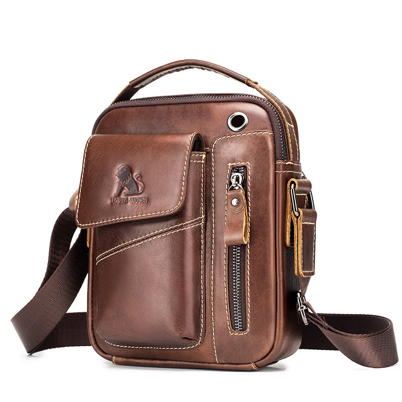 Men's Small Leather Shoulder Bag Messenger Pack Crossbody Travel Bag