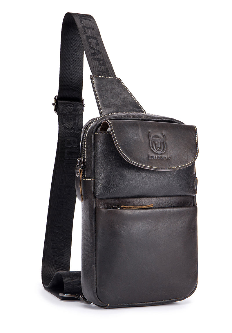 Men's Vintage Genuine Leather Sling Chest Bag Crossbody Chest Daypack