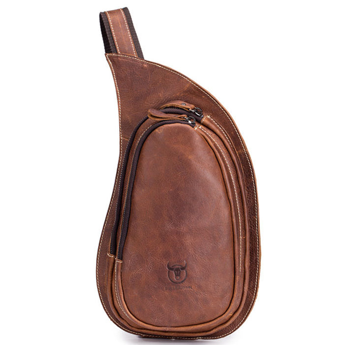 Men's Vintage Leather Crossbody Bag Sling Chest Shoulder Daypack Bag