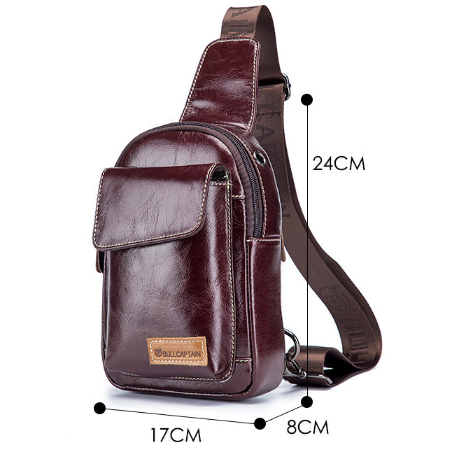 Men's Vintage Leather Sling Bag Chest Crossbody Shoulder Bag Backpack