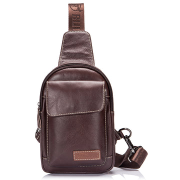Men's Vintage Leather Sling Bag Chest Crossbody Shoulder Bag Backpack