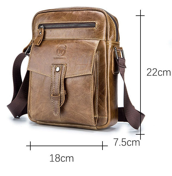Men's Vintage Leather Small Messenger Bag Business Travel Shoulder Bag