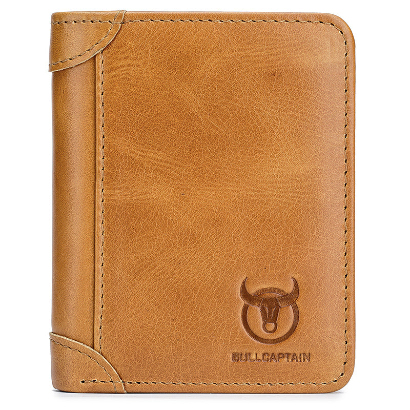 Mens Leather Trifold RFID Wallet With 2 ID Window With Gift Box