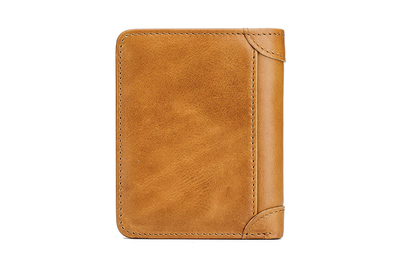 Mens Leather Trifold RFID Wallet With 2 ID Window With Gift Box