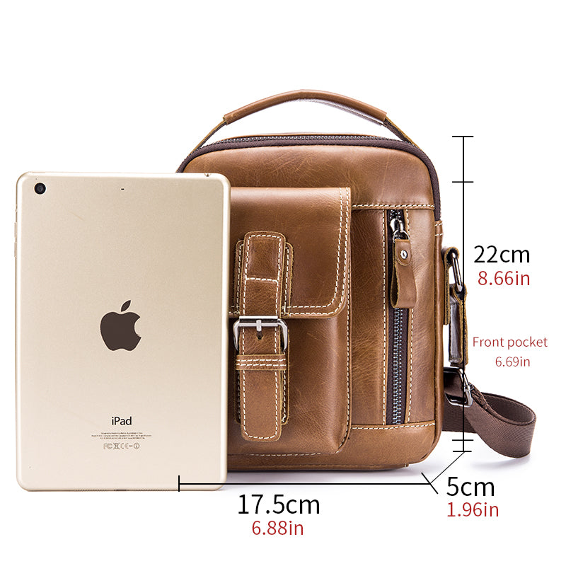 Mens Small Leather Crossbody Shoulder Office Business Work Buckle Bag